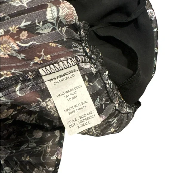 NWT Self Contrast Smocked Floral Mini Dress Long Sleeve XS | Anthropologie - Picture 7 of 7